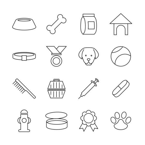 Juego Iconos Línea Tienda Mascotas Negocio Cuidado Mascotas Vector Carrera — Archivo Imágenes Vectoriales