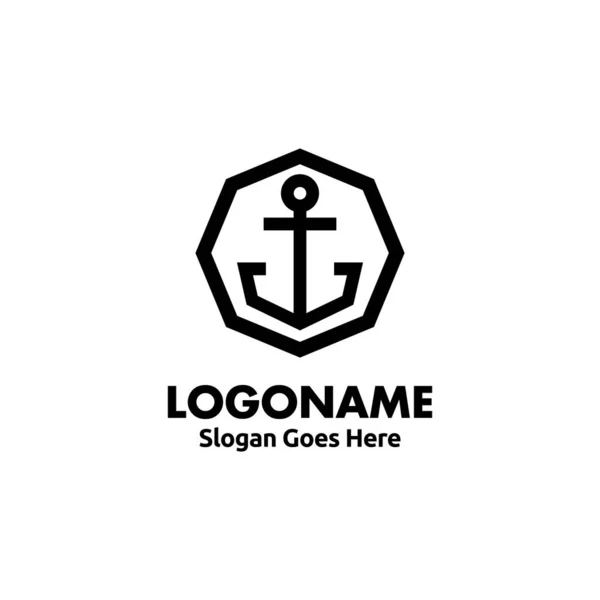 Çapa Logosu Tasarımı Deniz Logosu Tasarımı Konsepti Deniz Logosu Kavramı — Stok Vektör