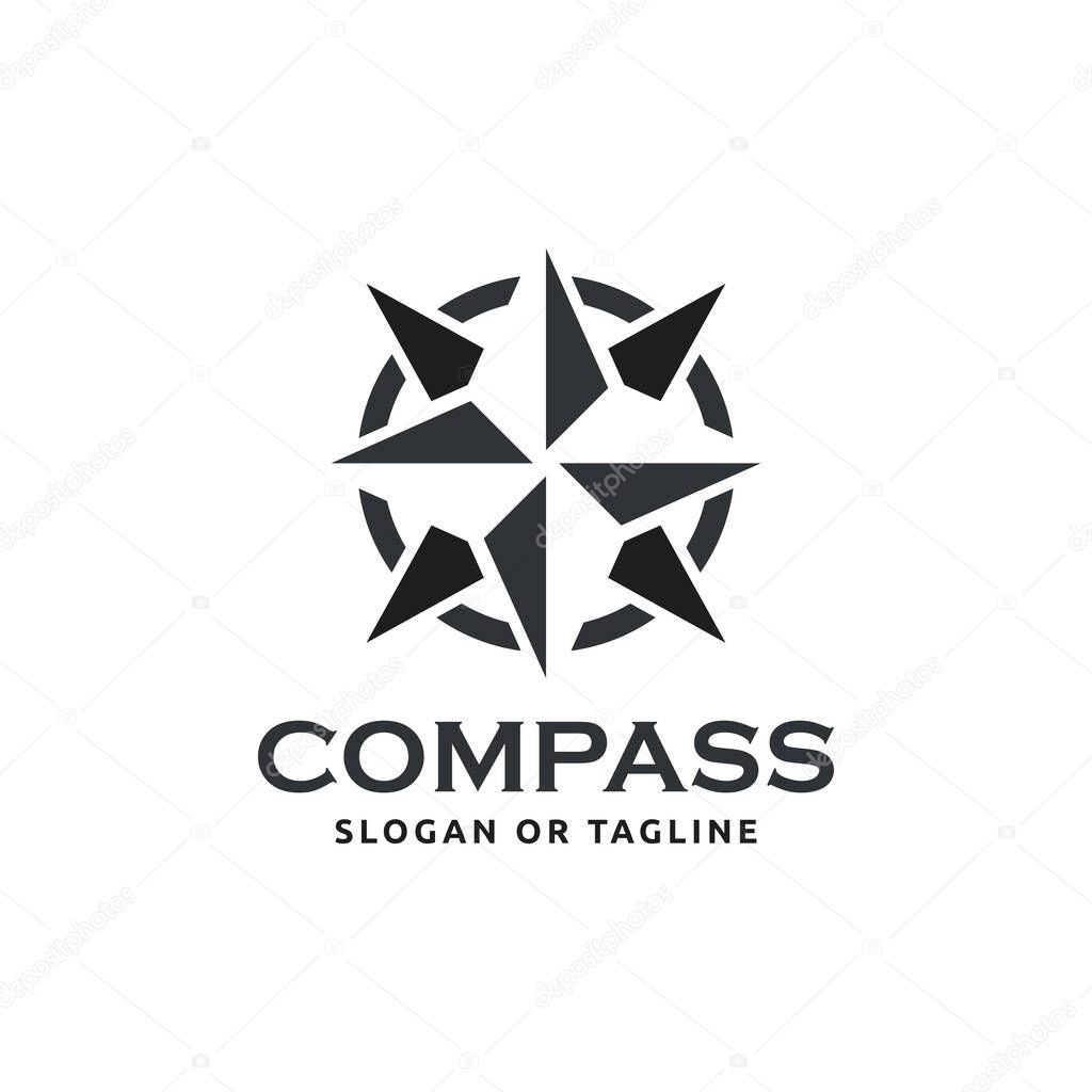 Compass logo design concept related to adventure, nautical, direction or travel
