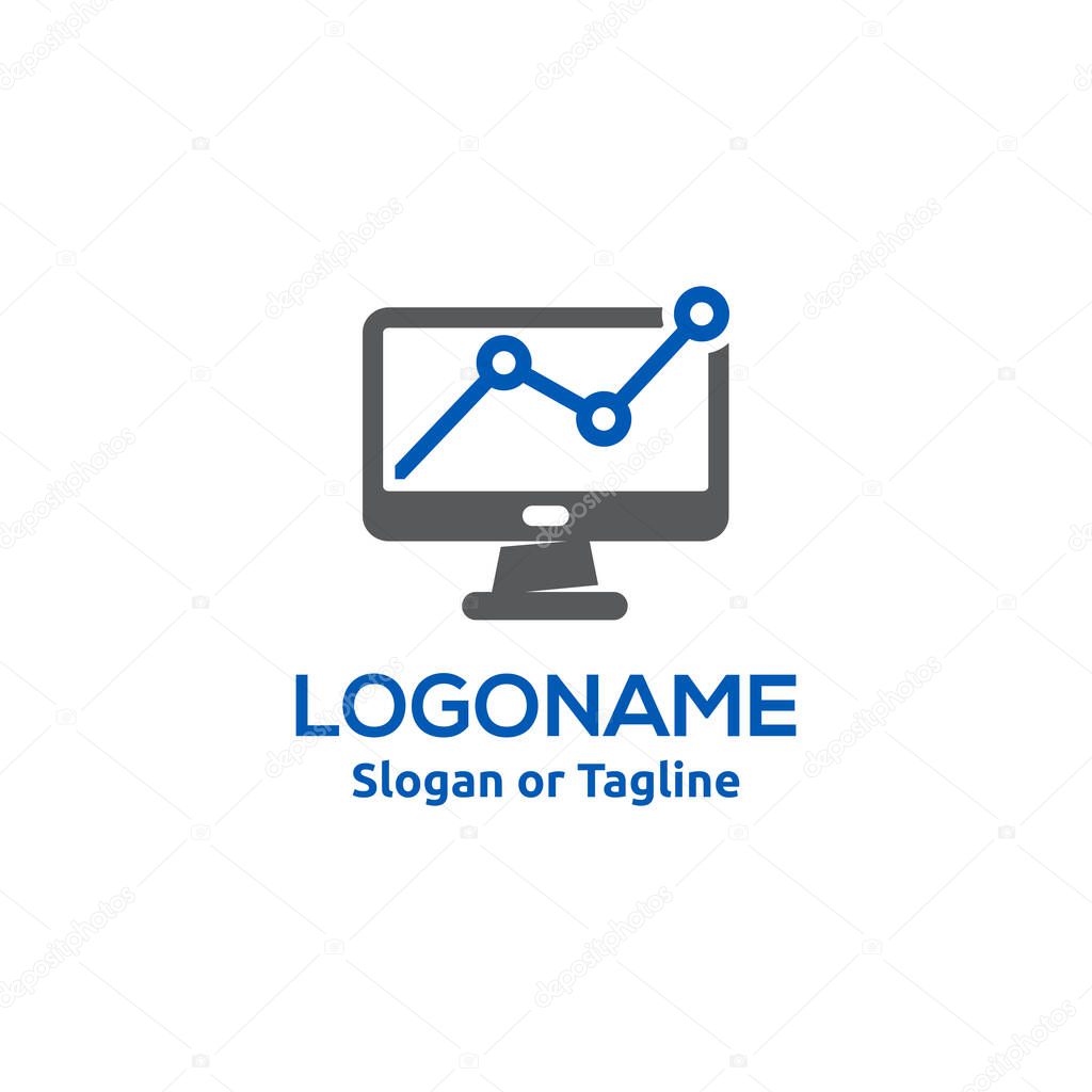 Computer service logo, web service logo, data analytic icon, data processing result symbol