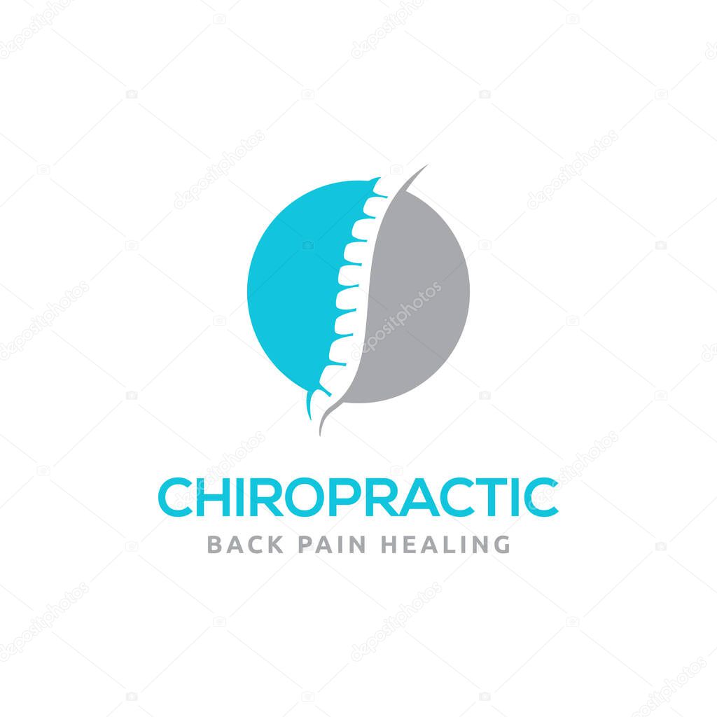 Chiropractic logo design. Spine logo template. Spinal icon. Backbone icon. Physio therapy