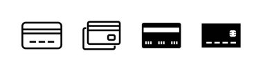 Kart simgesi tasarımı ögesi, kredi kartı veya banka kartı ile ilgili clipart simgesi seti