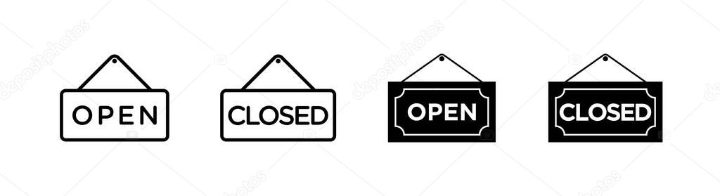 Open and Closed sign, store notice icon design element