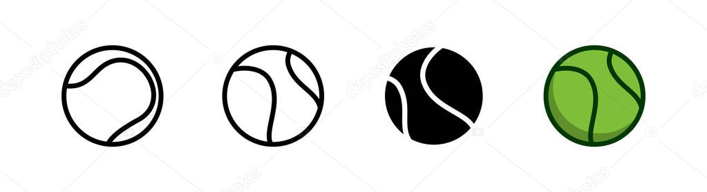Tennis ball icon design element, outlined style and flat style