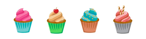 Cupcake Ikon Uppsättning Designelement Som Lämpar Sig För Webbplatser Print — Stock vektor