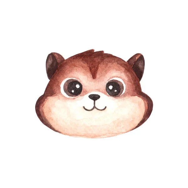Cara Cabeça Hamster Bonito Esquilo Roedor Engraçado Isolado Fundo Branco — Fotografia de Stock