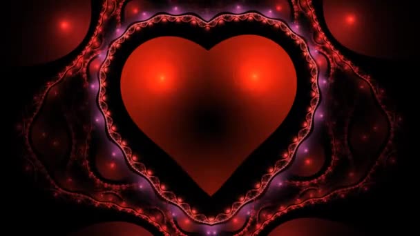 Heart Animation Animated Fractal Render Heart Mutating Seamless Loop Romantic — Stock Video