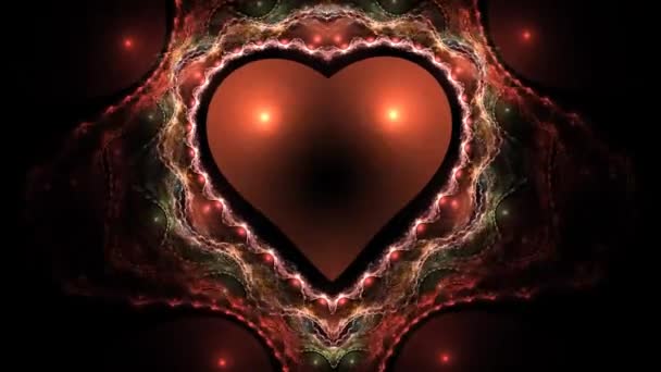 Heart Animation Animated Fractal Render Heart Mutating Seamless Loop Romantic — Stock Video
