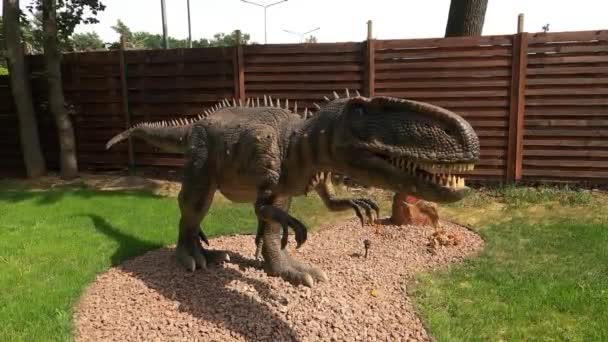 Dino Park Kharkov Ağustos 2021 Açık Havada Tarihi Dinozor Heykelleri — Stok video