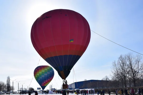 Charków Ukraina Lutego 2021 Kolorowe Balony Ogrzane Powietrze Podczas Pokazów — Zdjęcie stockowe