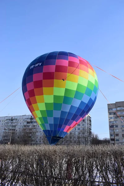 Hava Gösterisi Sırasında Renkli Sıcak Hava Balonları Balon Festivalinde Sıcak — Stok fotoğraf