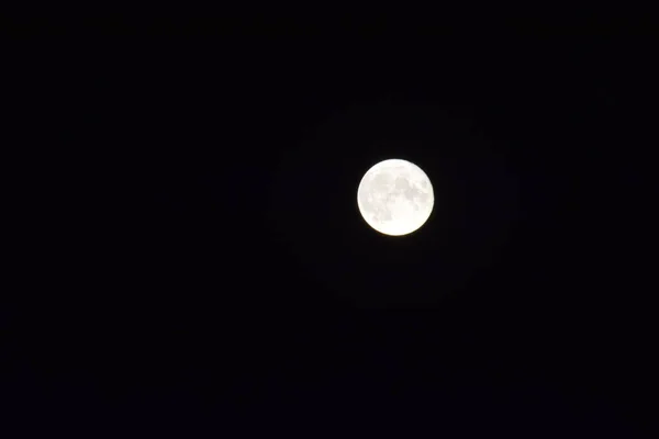 Hermosa Luna Llena Cielo Nocturno Luna Llena Bueno Cráteres Culpa — Foto de Stock