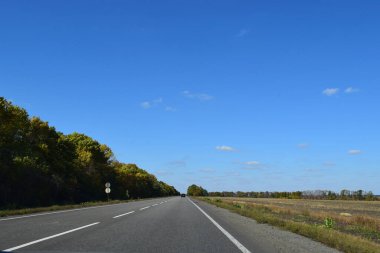 Yazın kır yolu manzarası. Boş asfalt yolu ve yeşil çay tarlası doğa manzarası..