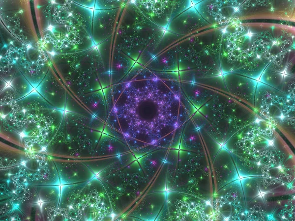Fractaal Vuurwerk Achtergrond Veelkleurige Sparkles Achtergrond Computergegenereerd Beeld Magische Sterren — Stockfoto