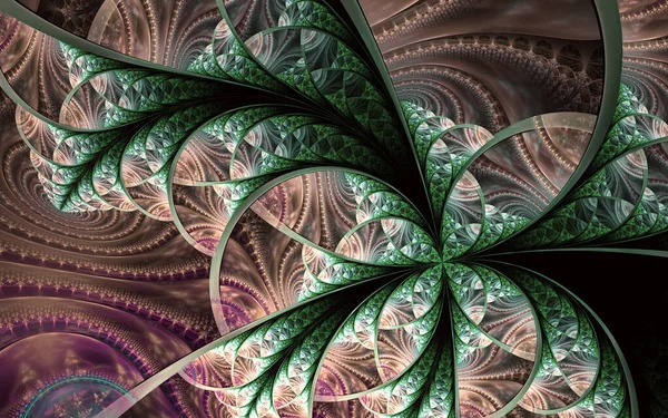 Renkli Simetrik Fraktal Desen Çiçek Kelebek Şeklinde Vitray Şeklinde Yaratıcı — Stok fotoğraf