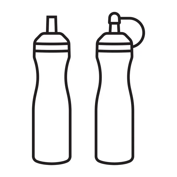 Ketchup Μπουκάλι Μουστάρδα Συμπίεση Μπουκάλι Γραμμή Εικονίδιο Τέχνης Για Εφαρμογές — Διανυσματικό Αρχείο
