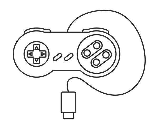 复古视频游戏控制器或经典控制杆与Usb电缆线艺术图标应用程序或网站 — 图库矢量图片