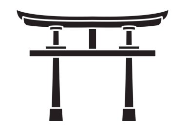 Uygulamalar veya web siteleri için Shinto türbe kapısı veya torii düz vektör simgesi