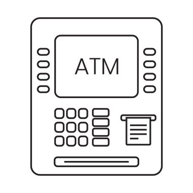 Uygulamalar veya web siteleri için Otomatik Teller Machine (ATM) çizgi resim simgesi