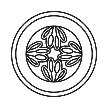 Uygulamalar ve web siteleri için çekirdekli çizgi sanat vektörü salatalık dilimi veya turşu dilimi