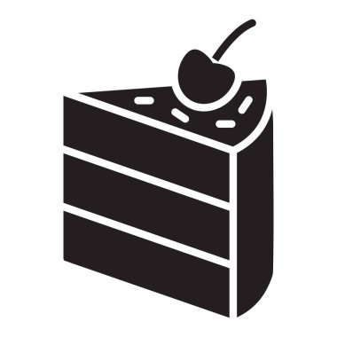 Uygulamalar ve web siteleri için vişne meyveli katman pasta düz vektör simgesi dilimi