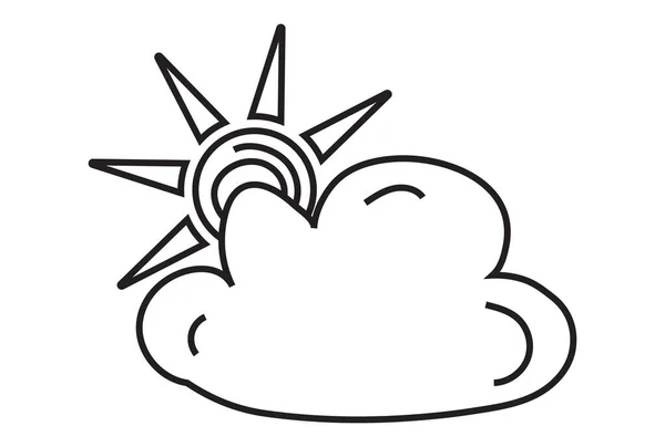 Wolken Blokkeren Gedeeltelijk Zon Line Art Icoon Voor Apps Website — Stockvector
