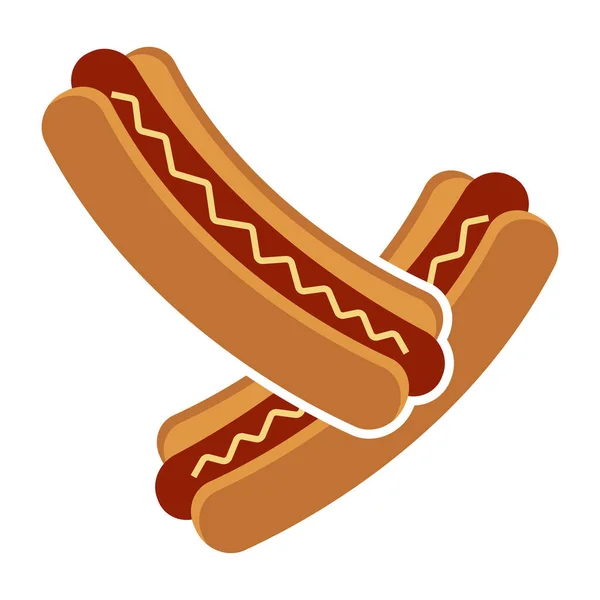 Hot Dog Wurst Oder Hotdog Flächensymbol Für Apps Und Webseiten — Stockvektor