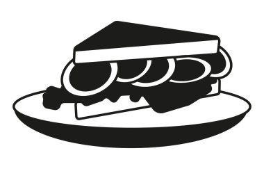 Uygulamalar veya web sitesi için tabak düz vektör simgesi üzerinde yumurtalı sandviç