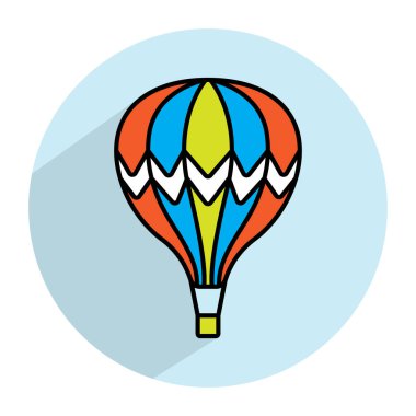 Uygulamalar ve web sitesi için yuvarlak arka planı olan sıcak hava balonu vektör simgesi