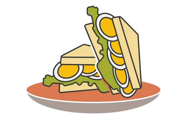 Sandwich Gericht Auf Einem Teller Vektor Symbol Für Apps Oder — Stockvektor