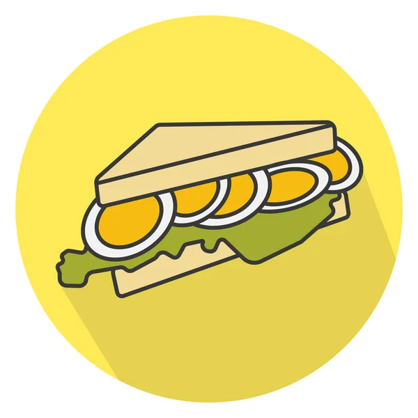 Icône Couleur Vectorielle Plate Sandwich Aux Œufs Sur Fond Jaune — Image vectorielle