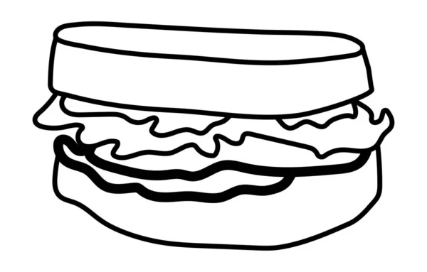 Schinken Sandwich Linie Kunst Vektor Symbol Für Apps Oder Website — Stockvektor
