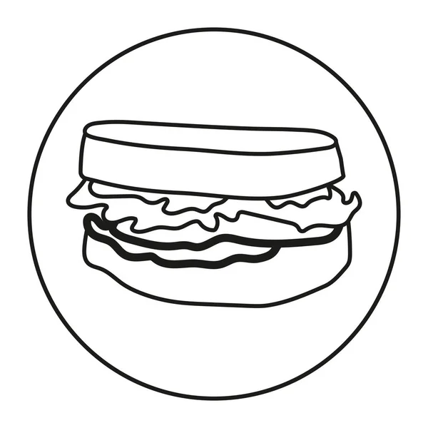 Icône Vectorielle Art Ligne Arrondi Sandwich Jambon Pour Applications Site — Image vectorielle