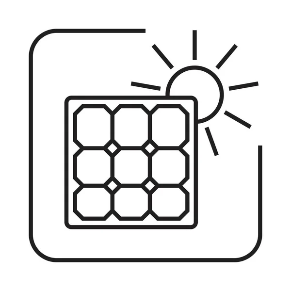 Icono Arte Línea Panel Solar Con Sol Para Aplicaciones Sitio — Vector de stock