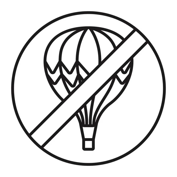 Line Art Icon Hot Air Balloon Flight Ban Sign Apps — Stock Vector