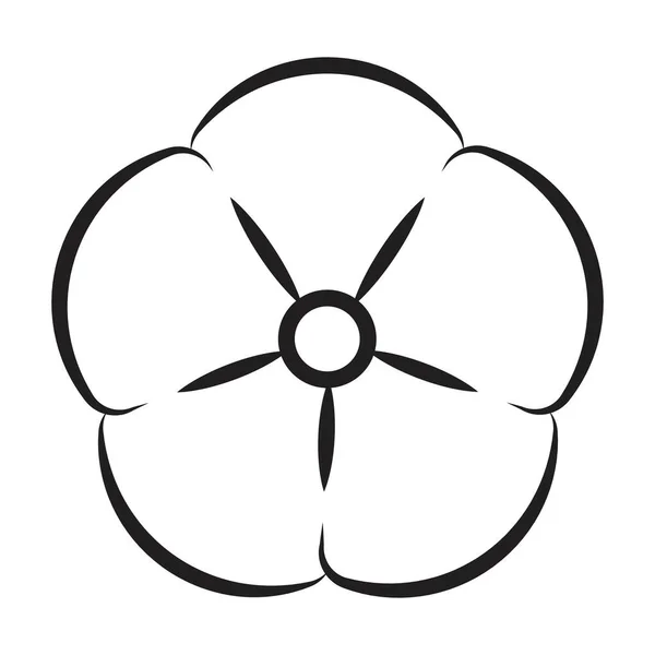 Boll Algodón Línea Flores Algodón Icono Vectores Arte Para Aplicaciones — Archivo Imágenes Vectoriales