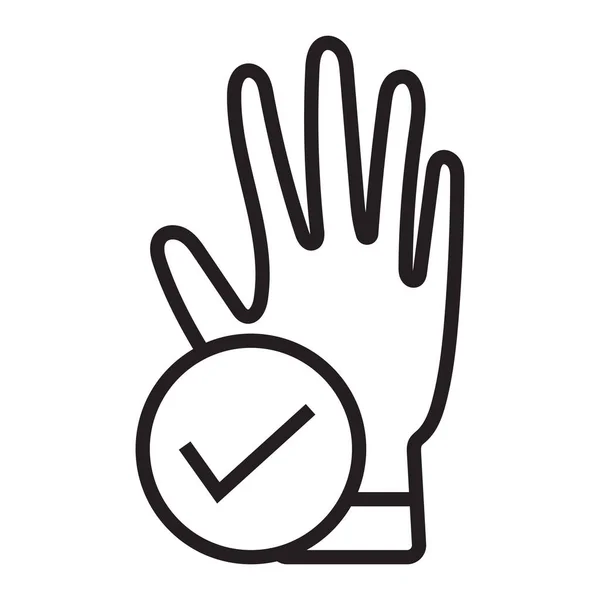 Handschutz Line Art Icon Mit Handschuhen Konzept Für Apps Oder — Stockvektor