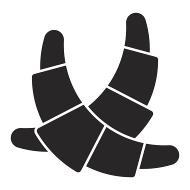 Uygulamalar ve web sitesi için çapraz kruvasan ekmek düz vektör simgesi