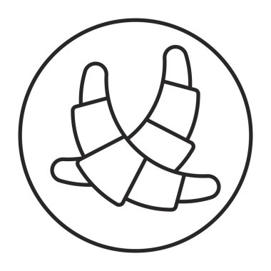 Uygulamalar ve web sitesi için kruvasan ekmek hattı sanat vektör simgesi yuvarlak