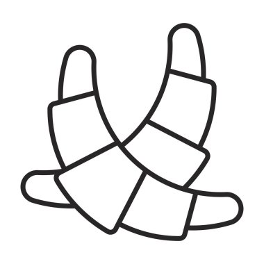 Uygulamalar ve web sitesi için kruvasan ekmek hattı sanat vektör simgesi çapraz