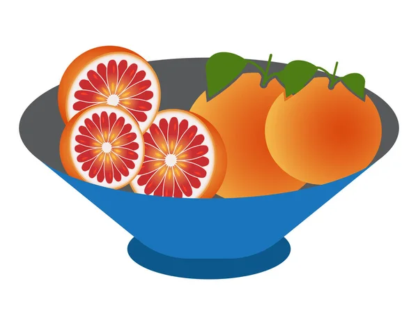 Ciotola Frutta Con Arance Tagliate Icona Vettoriale Piatta Applicazioni Siti — Vettoriale Stock