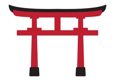 Uygulamalar veya web siteleri için Shinto türbe kapısı veya torii düz renk simgesi