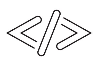 Uygulamalar ve web sitesi için hipermetin Markup Dili (HTML) kod açı parantez çizgisi resim simgesi