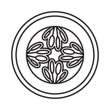 Uygulamalar ve web siteleri için çekirdekli çizgi sanat vektörü salatalık dilimi veya turşu dilimi