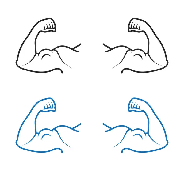 Bodybuilder Biceps Brachii Line Art Icon Apps Website — Stock Vector
