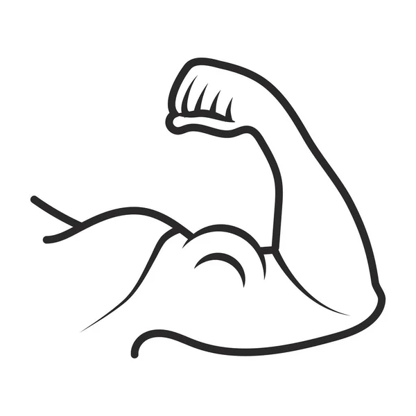 Força Muscular Braço Humano Bíceps Braquial Ícone Arte Vetor Linha — Vetor de Stock