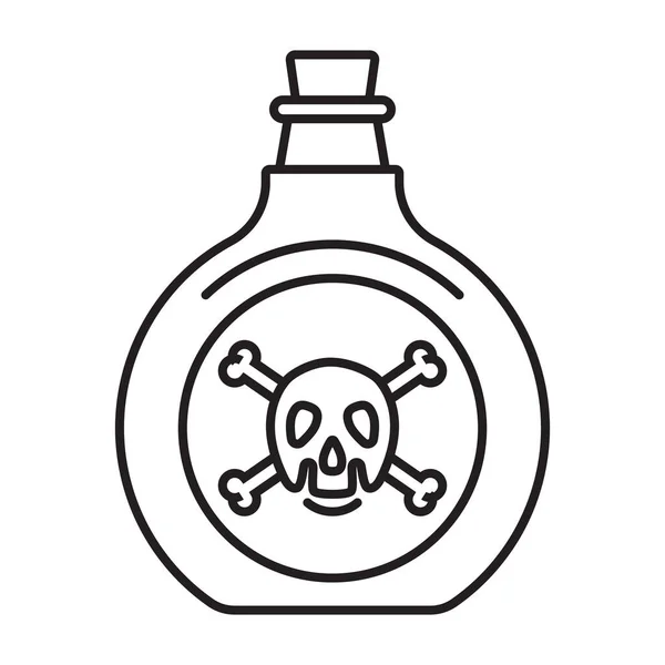 Line Art Vektor Symbol Giftflasche Oder Giftige Chemikalien Mit Kreuzknochen — Stockvektor