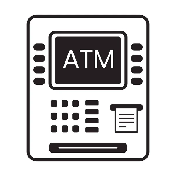 Automated Teller Machine Atm Icona Con Stampa Carta — Vettoriale Stock