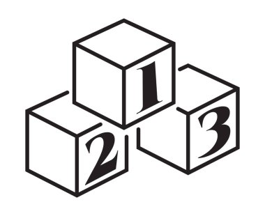Cube 123 number blocks line art icon for apps and websites clipart