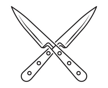 Uygulamalar ya da web siteleri için çapraz mutfak bıçağı çizgisi resim vektörü simgesi